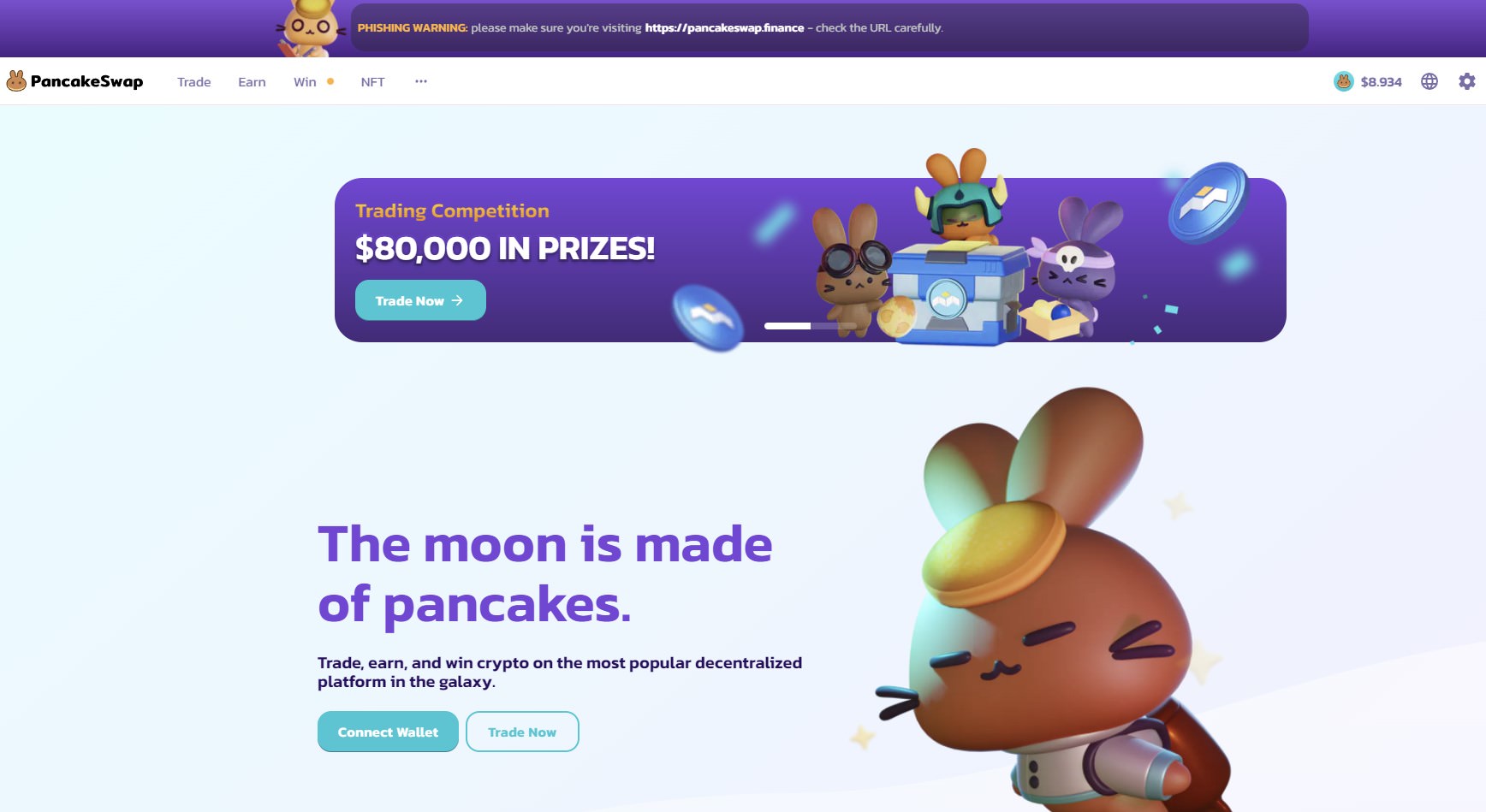 PancakeSwap homepage