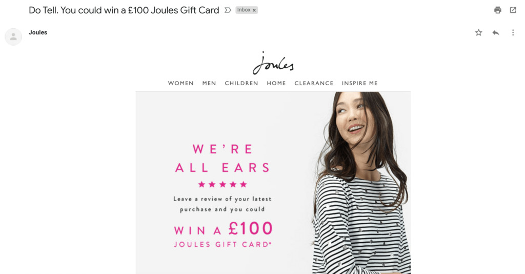 Review request from Joules.