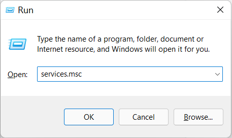 The service box in Windows