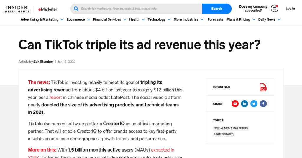 tiktok triple revenue discussion article