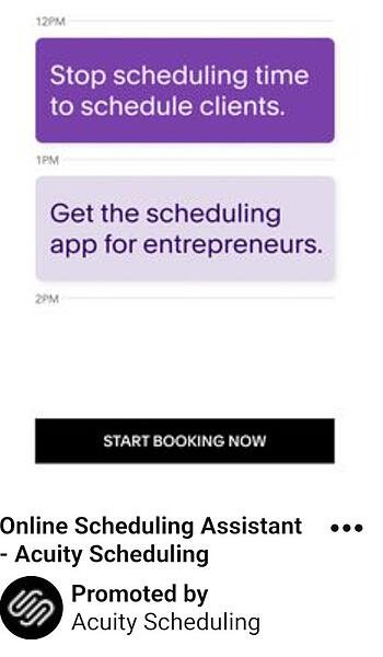 Pinterest Ad Example: acuity scheduling 