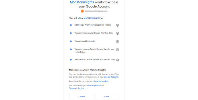 Allow access to your Google account