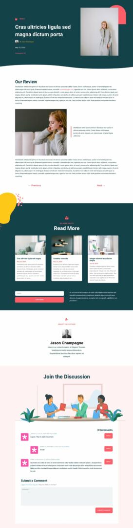 blog post template for Divi's Book Club Layout Pack