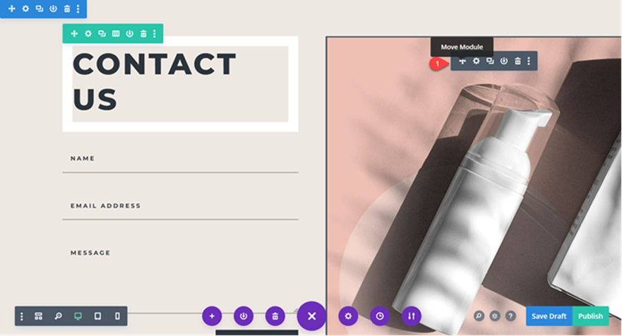 divi sticky contact form move image module