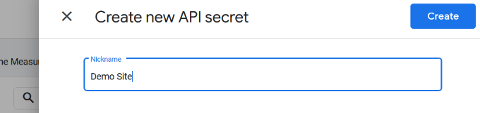 Enter a name for your API