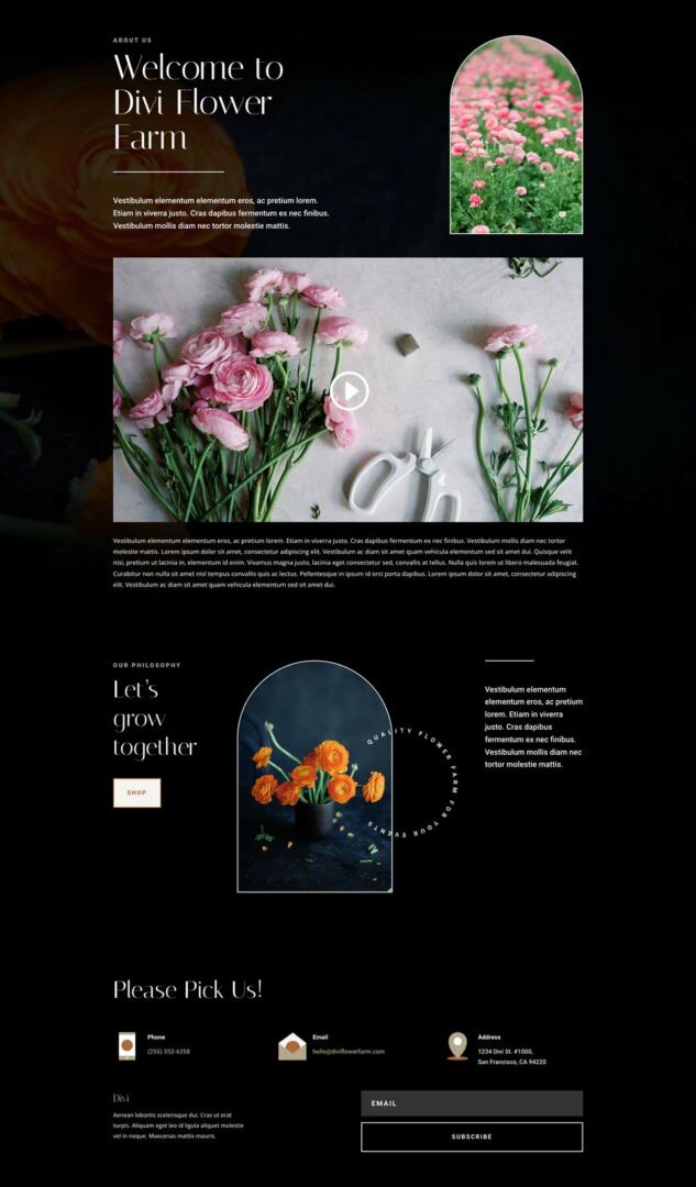 divi flower farm layout pack