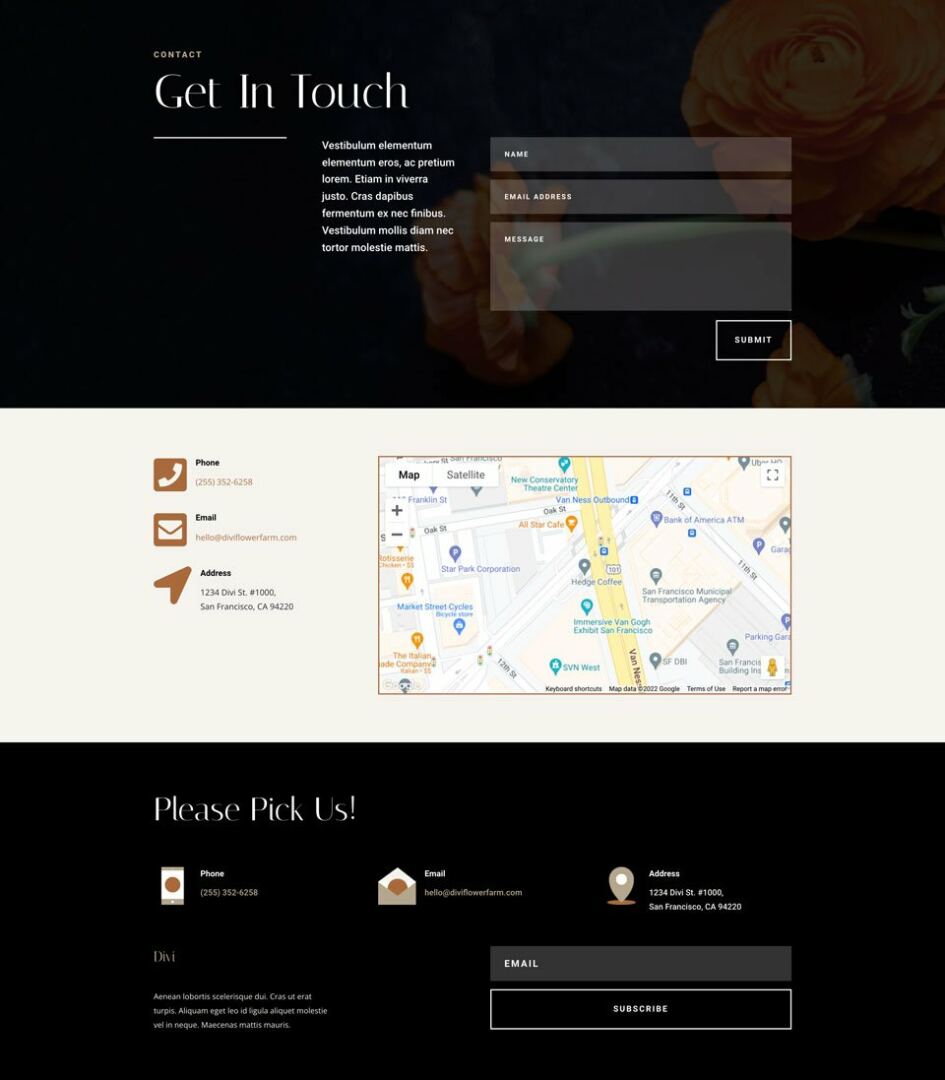 divi flower farm layout pack