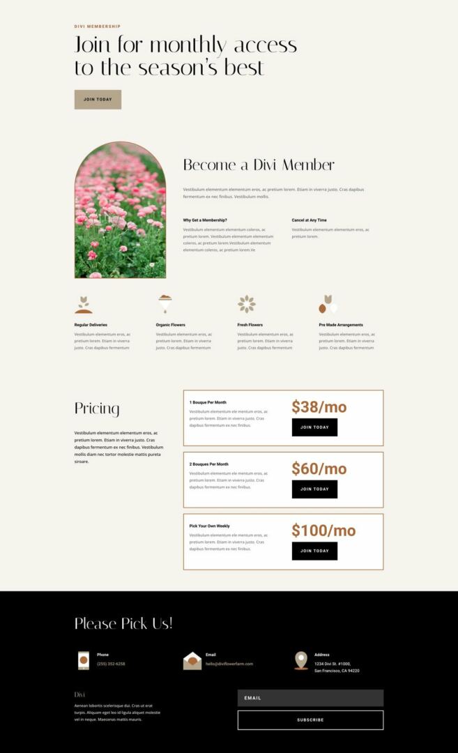 divi flower farm layout pack