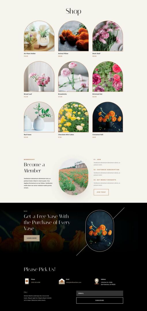 divi flower farm layout pack