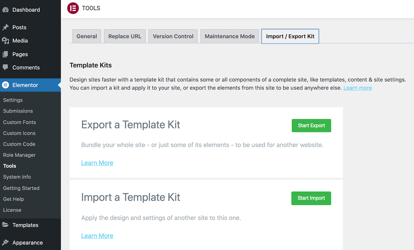 Click on Import Export Kit