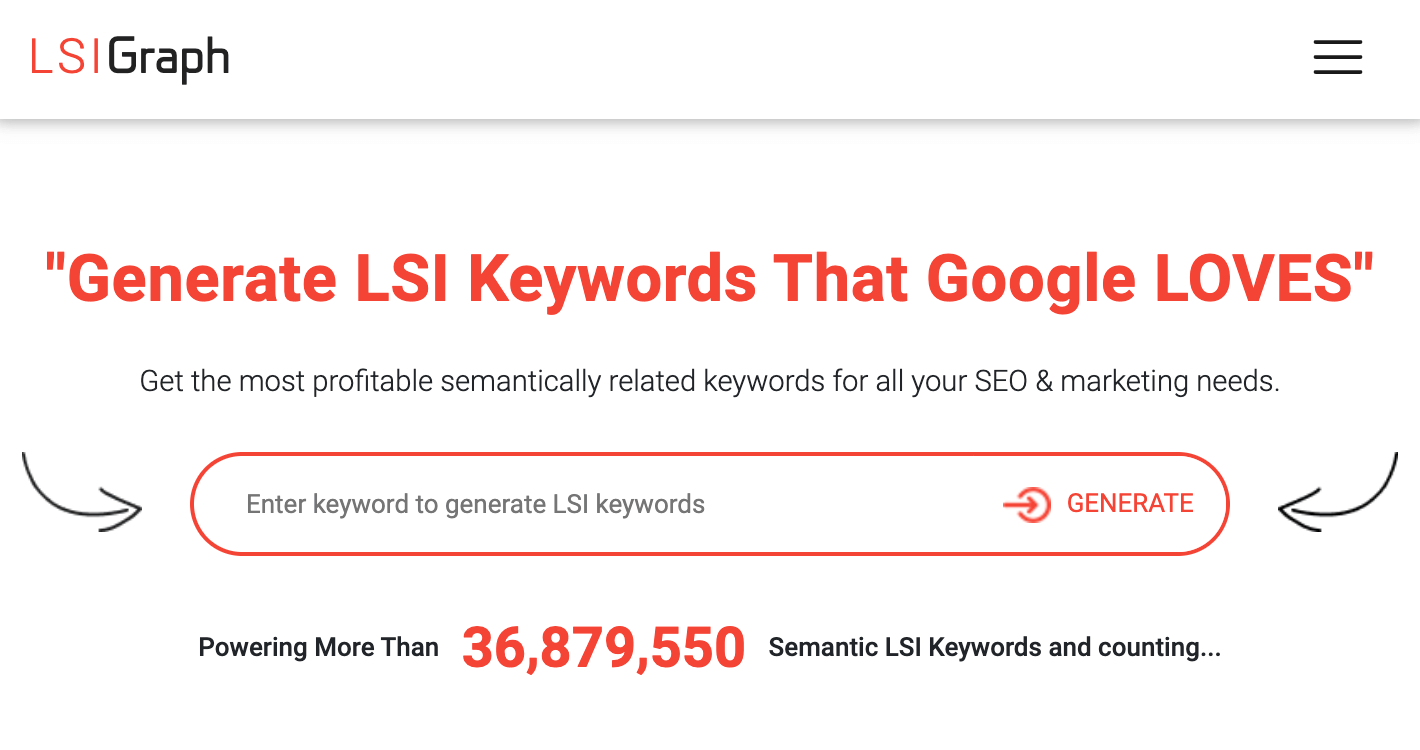 Latent semantic indexing keyword research tool LSIGraph for idea brainstorming and generating