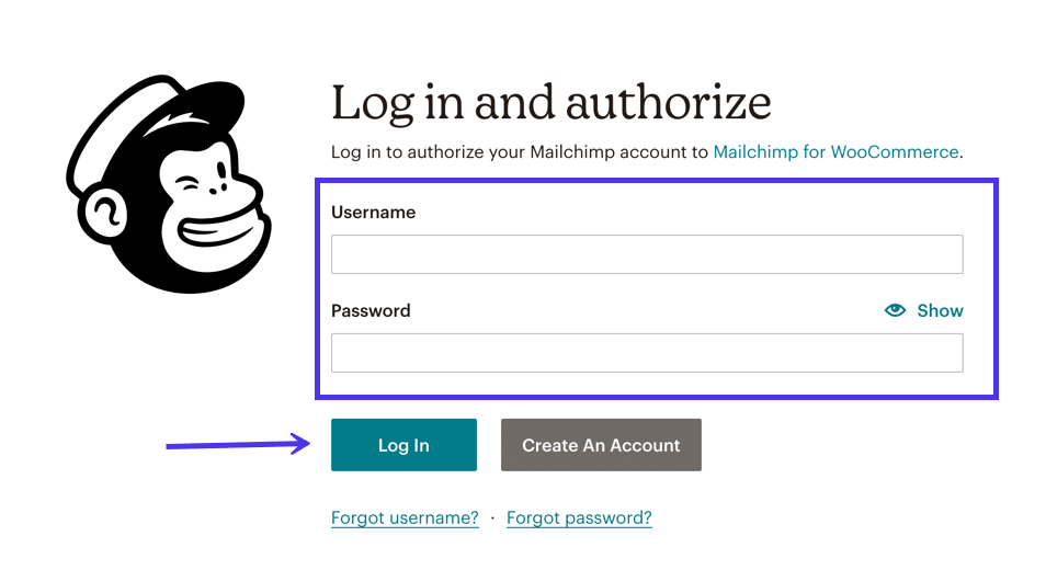You will most likely have to log into your Mailchimp account once more