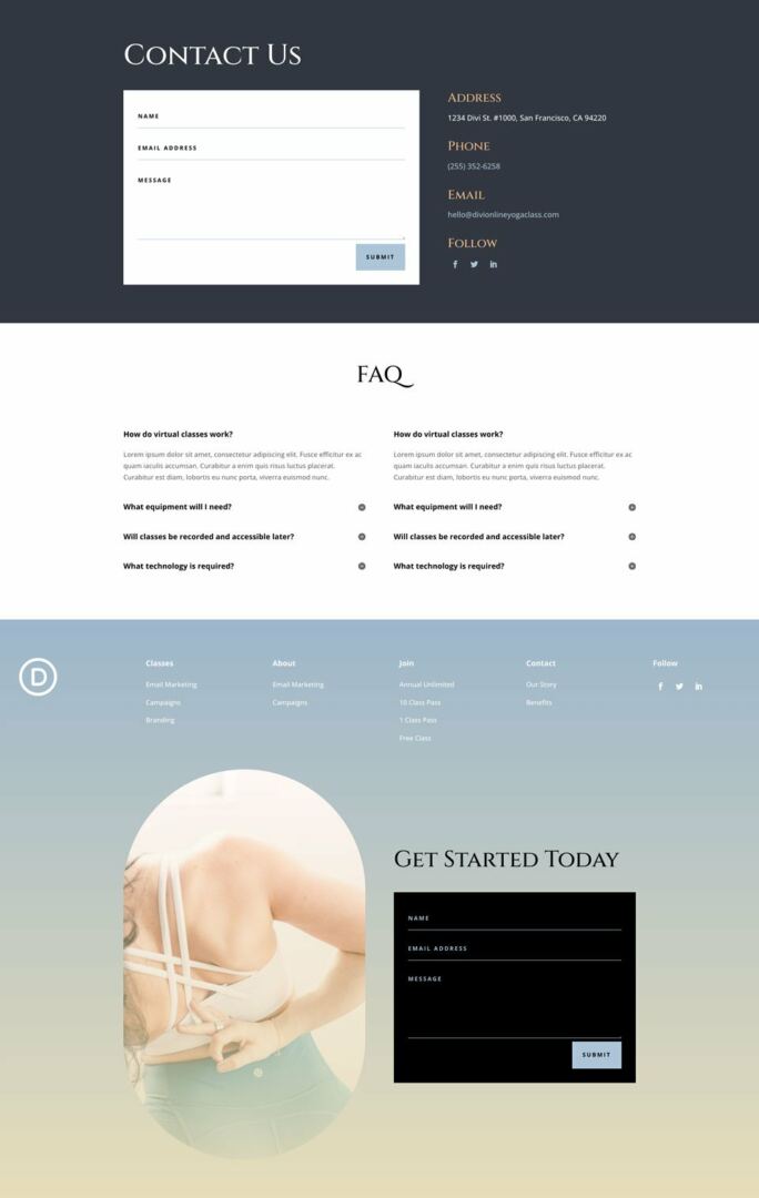 Get a FREE Online Yoga Layout Pack for Divi