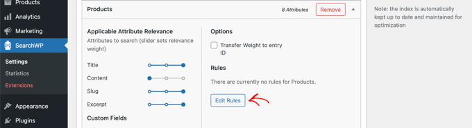Click the 'Edit Rules' Button