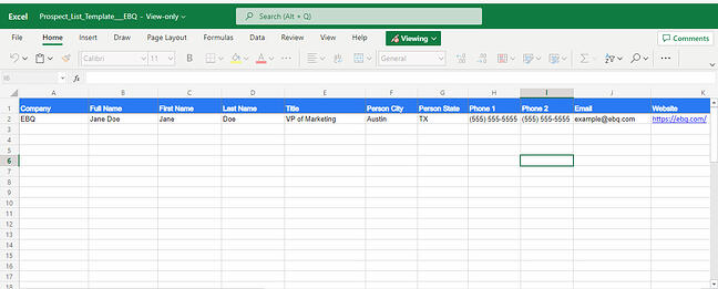 microsoft excel templates: prospects