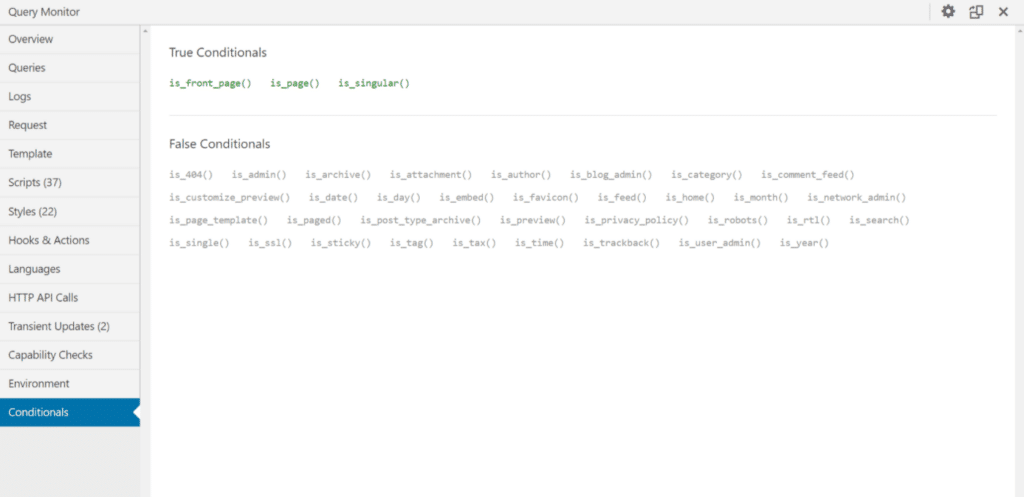 How to view page conditionals.