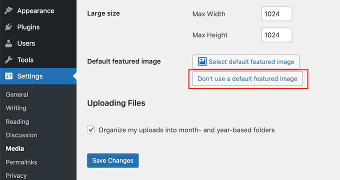 Removing the default featured image using a plugin