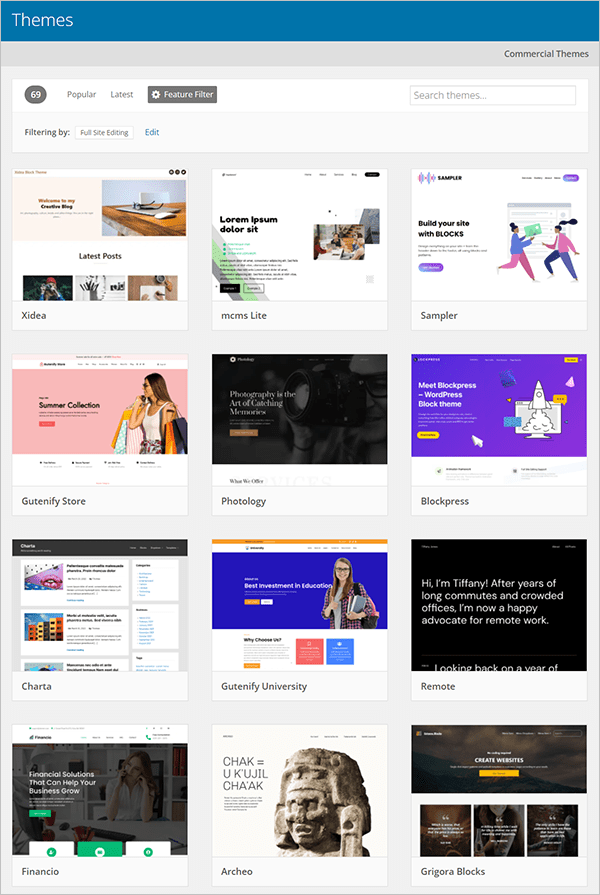 WordPress Theme Directory - Full Site Editing Themes.