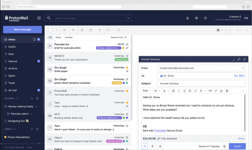 The new ProtonMail user interface