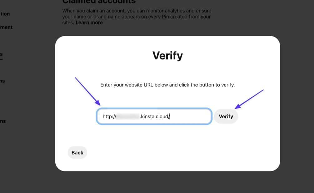 Verify with your website URL