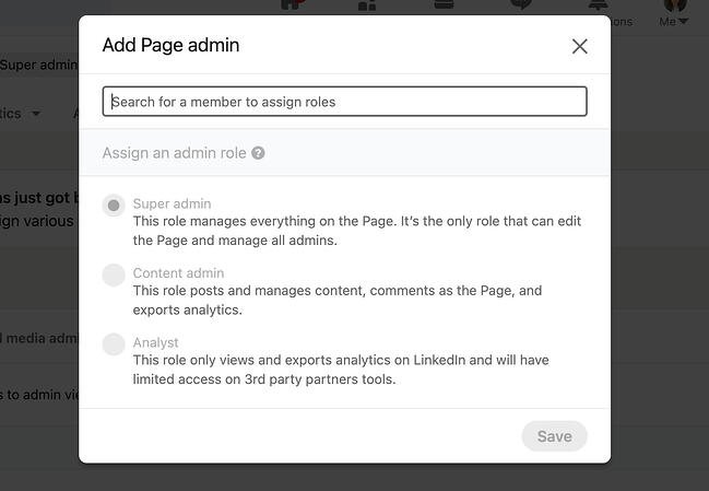 LinkedIn Page best practices: add page admin with permissions