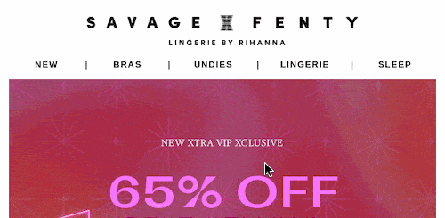 Email personalization example: Savage X Fenty