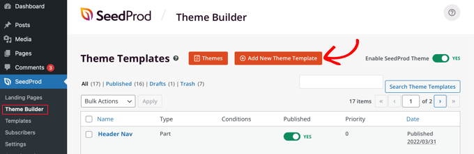 Add a New SeedProd Theme Template