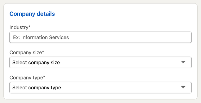 how to create a company page on LinkedIn: add industry