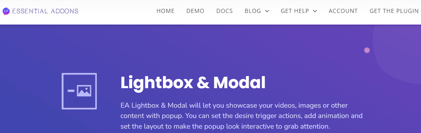 Lightbox & Modal (Essential Addons for Elementor) plugin