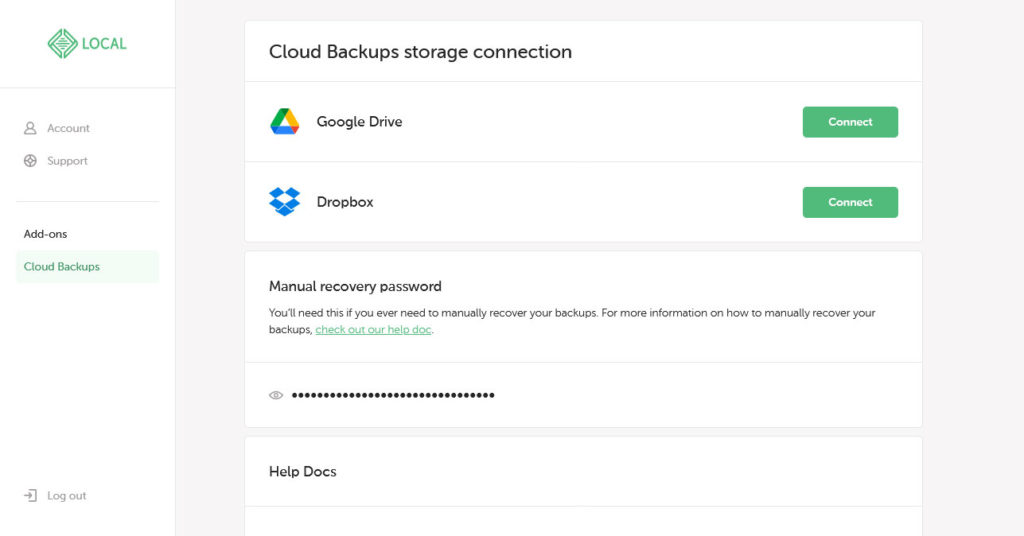 local account connect to storage providers