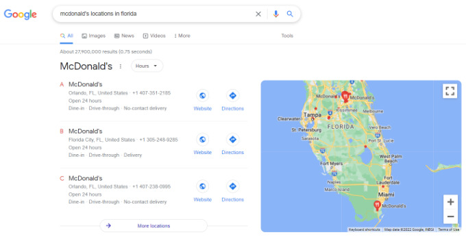 Multiple location map preview on Google