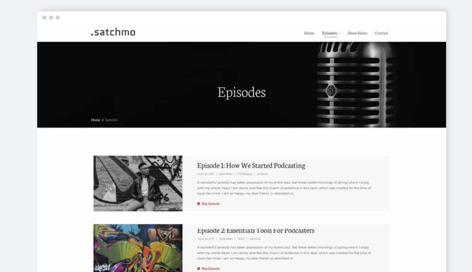 Best Podcast WordPress Theme: Satchmo