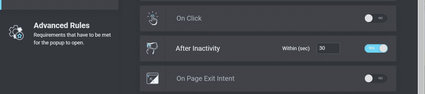 Inactivity triggers