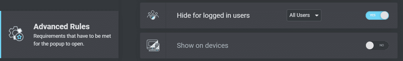 Hide popups for logged in users