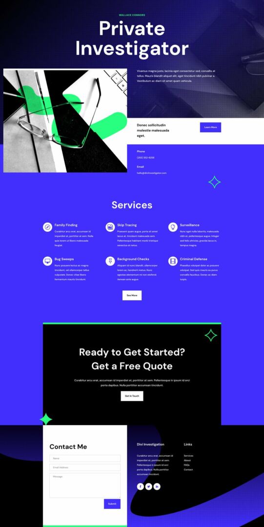 Private Investigator Layout Pack for Divi