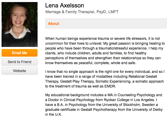 Lena Axelsson Professional Bio Example
