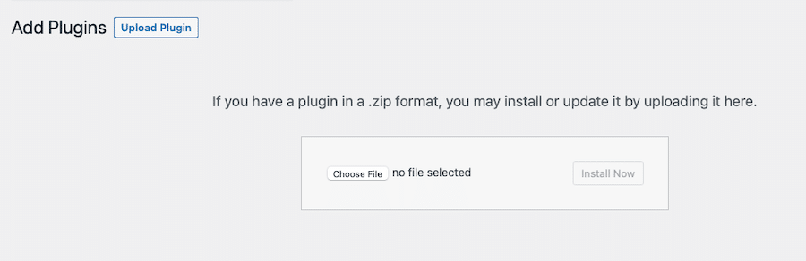 Uploading a plugin in WordPress.