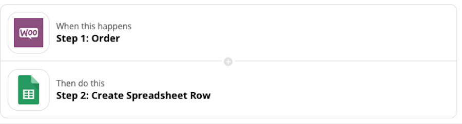 Zap for setting up WooCommerce to Google Sheets.
