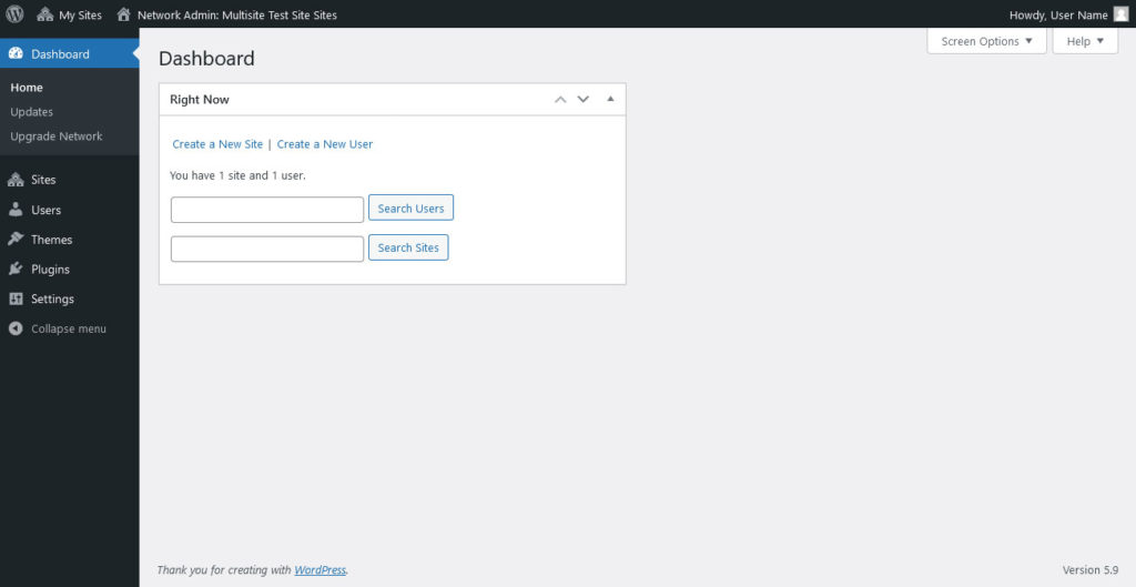 wordpress multisite super user dashboard