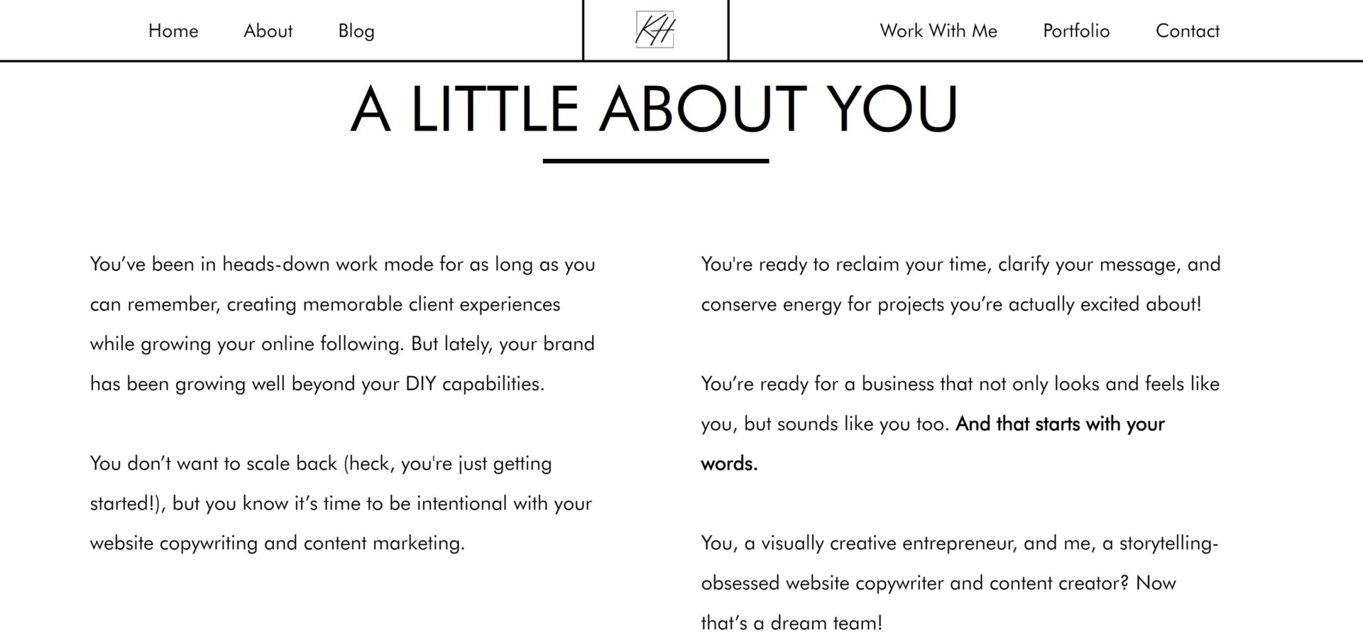 Copywriting portfolio example by Kayla Hollatz