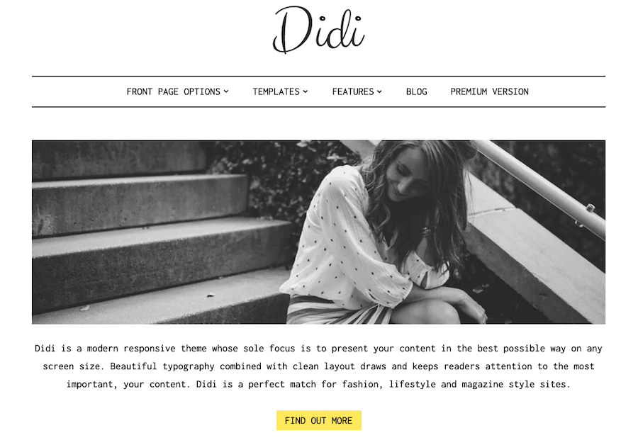 A screenshot of the Didi Lite WordPress theme in action.