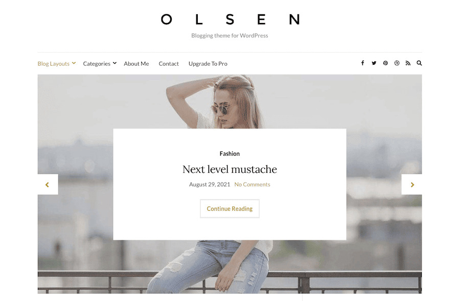 A screenshot of the Olsen Light WordPress theme.