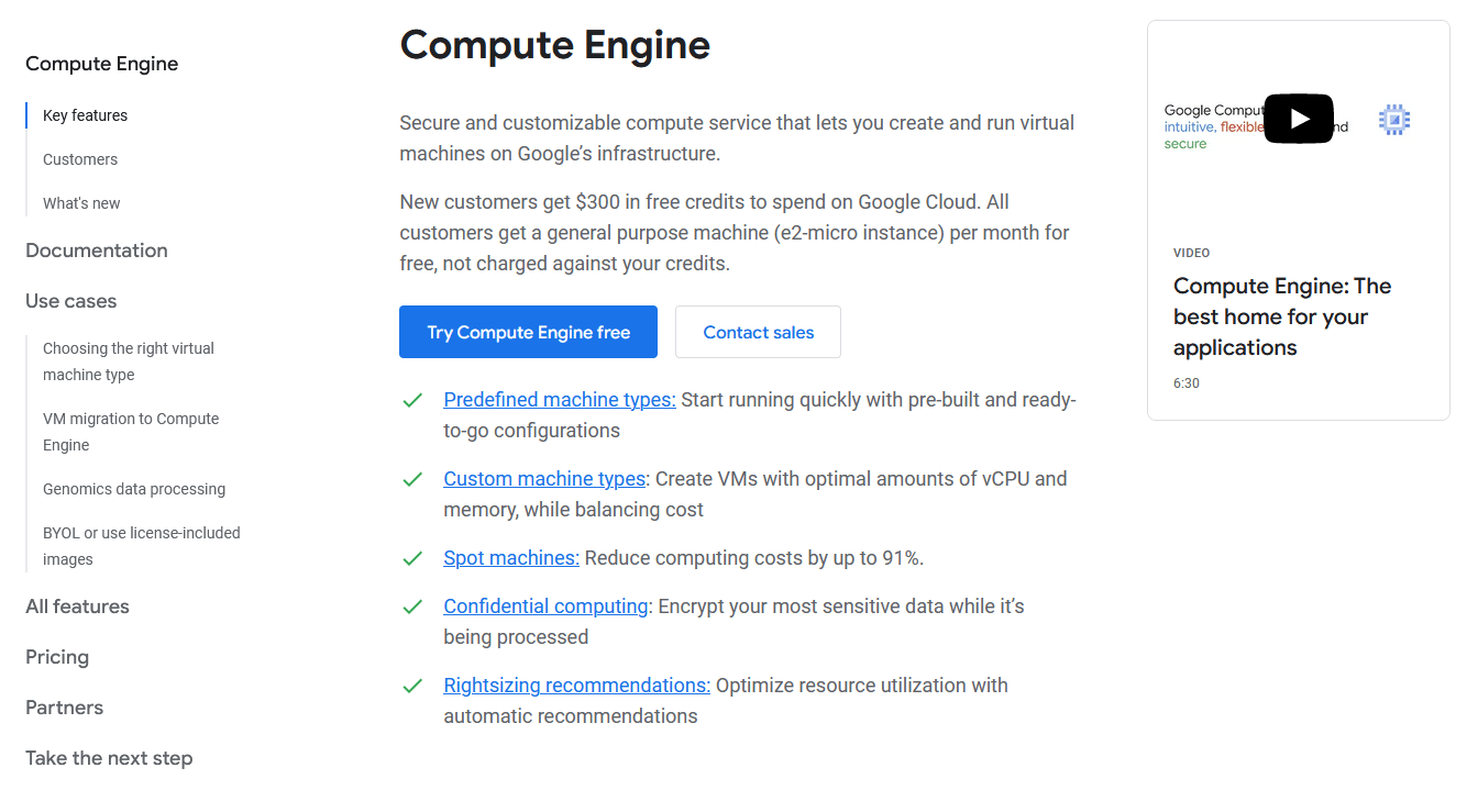 Google Compute Engine homepage