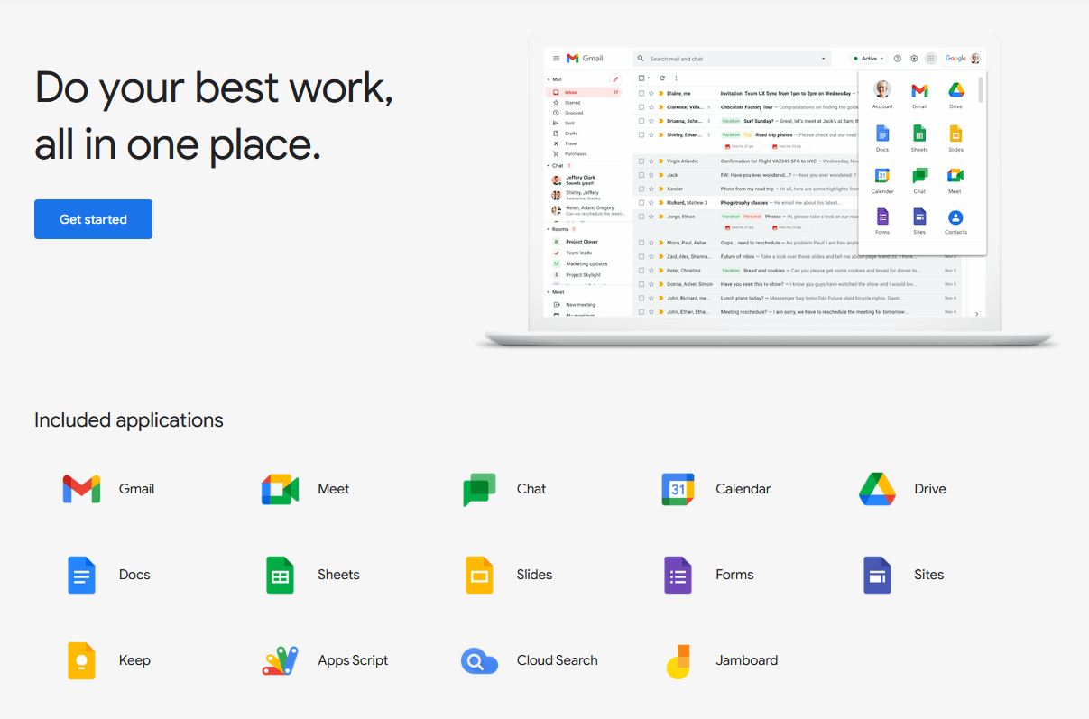 The many apps available through Google Workspace