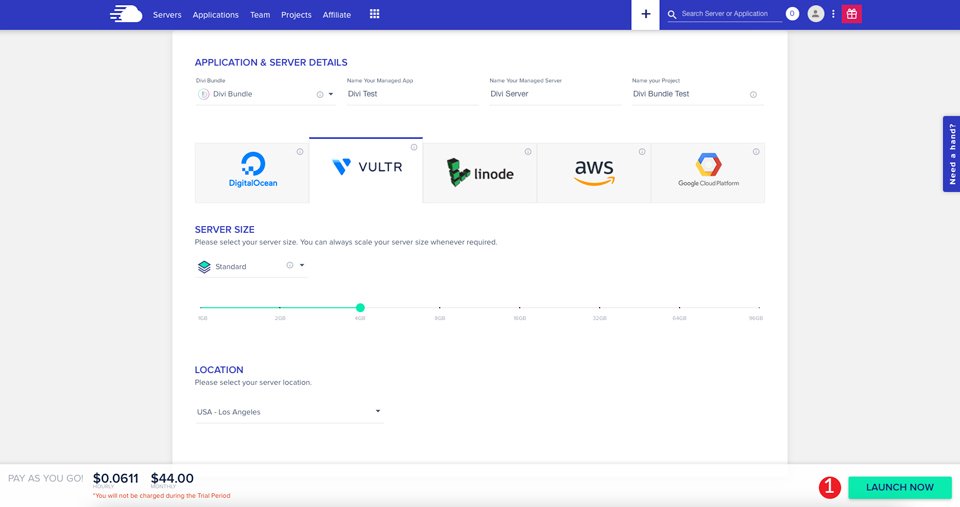 Cloudways Divi Hosting Launch Servers