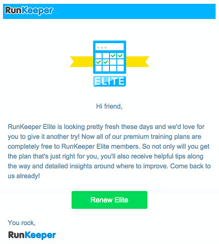 Email Marketing Campaign Example: RunKeeper - 