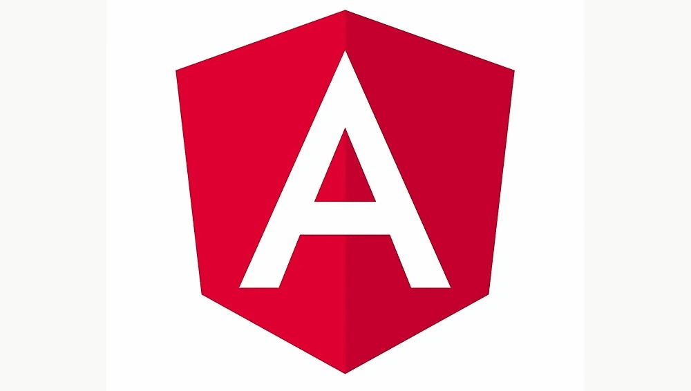 Angular is an HTML and TypeScript-based platform and architecture for creating single-page applications. This is the logo of Angular. 