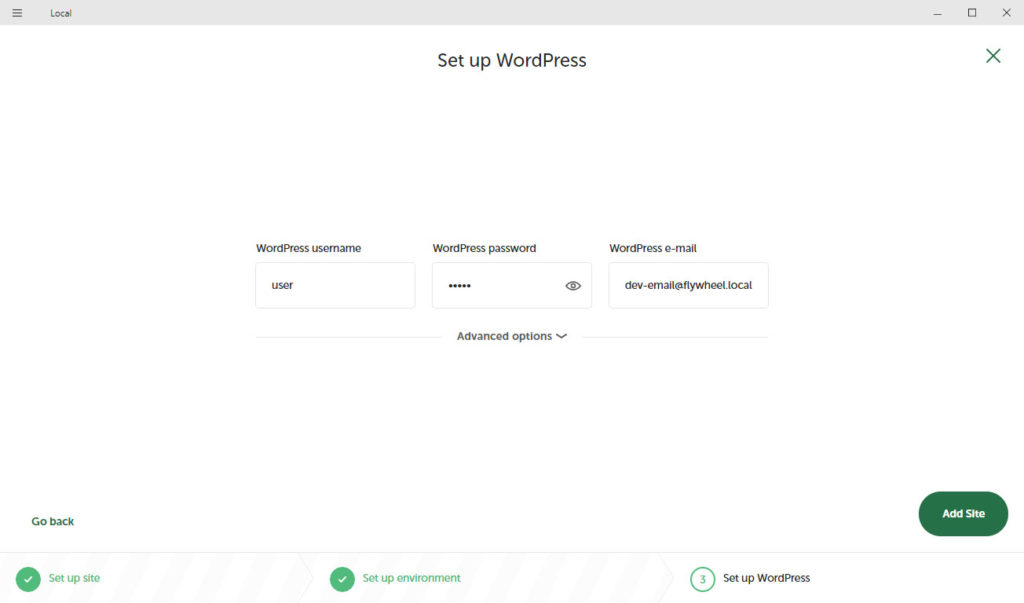 configure wordpress credentials