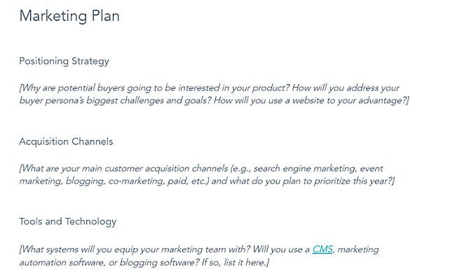 how to write an ecommerce business plan: marketing plan