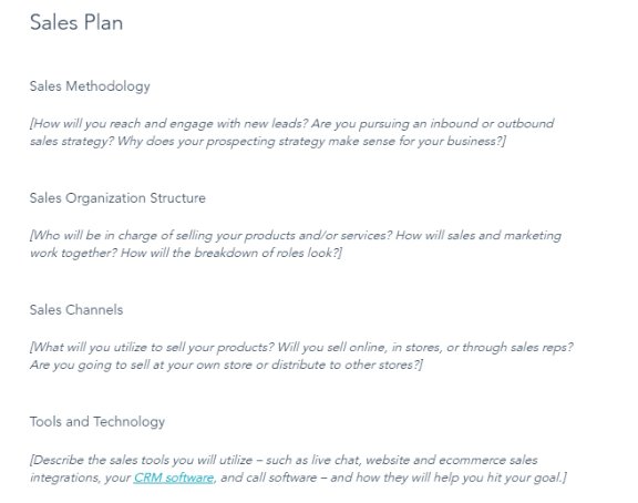 how to write an ecommerce business plan: sales plan